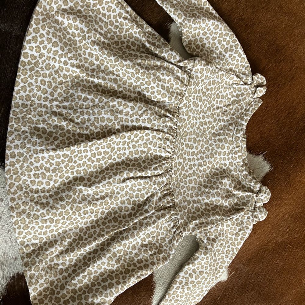 Carter's Tan and White Ruffled Blouse with Polka Dots